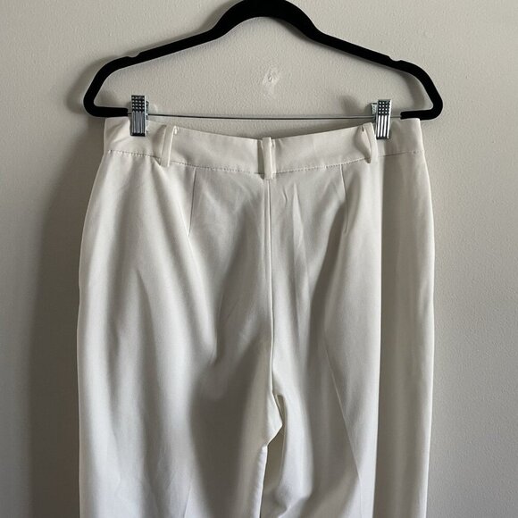 Bar III Women 8 Ivory High-Rise Button Fly Pleated Ankle Trouser Pants - Picture 7 of 10